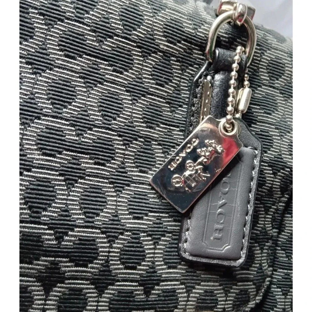 Vintage Coach Madison Op Art Handbag #25215 Grey~Black Canvas Leather Trim